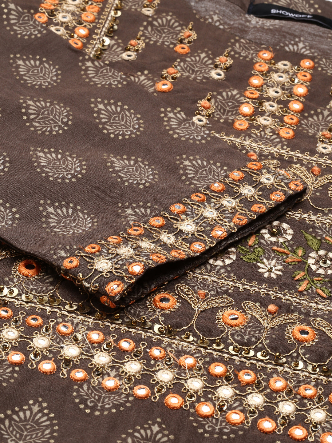 Women's Brown Printed Straight Kurta