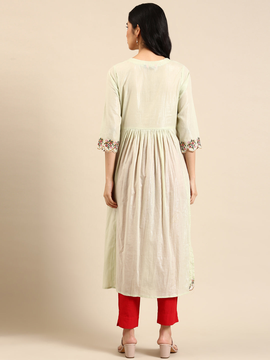 Women's Green Printed Anarkali Kurta