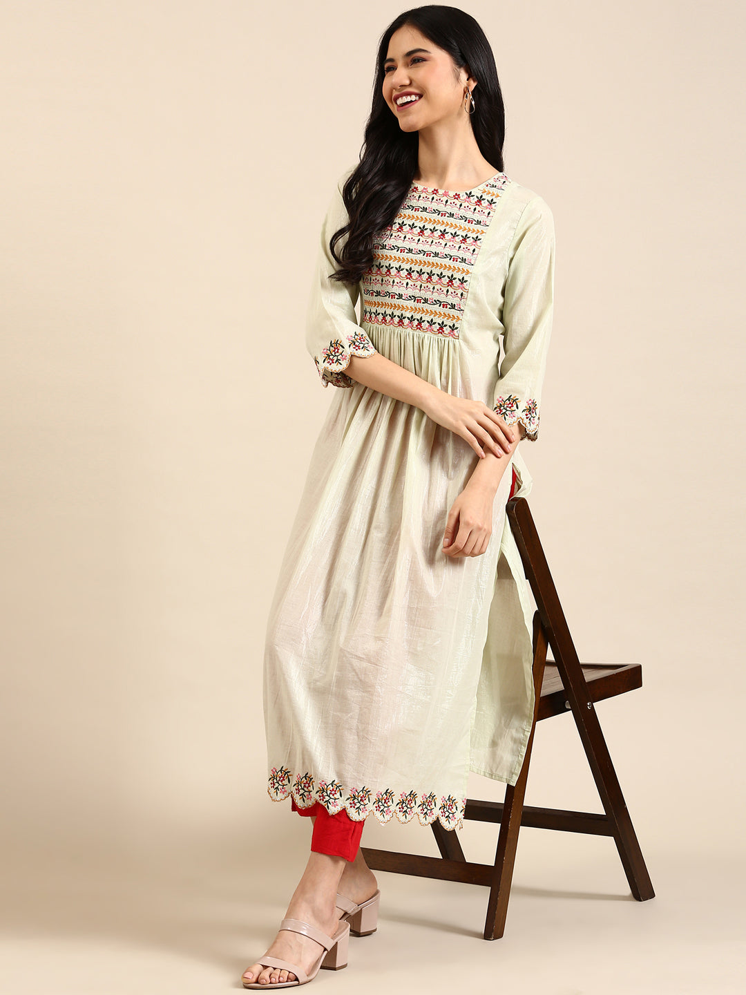 Women's Green Printed Anarkali Kurta