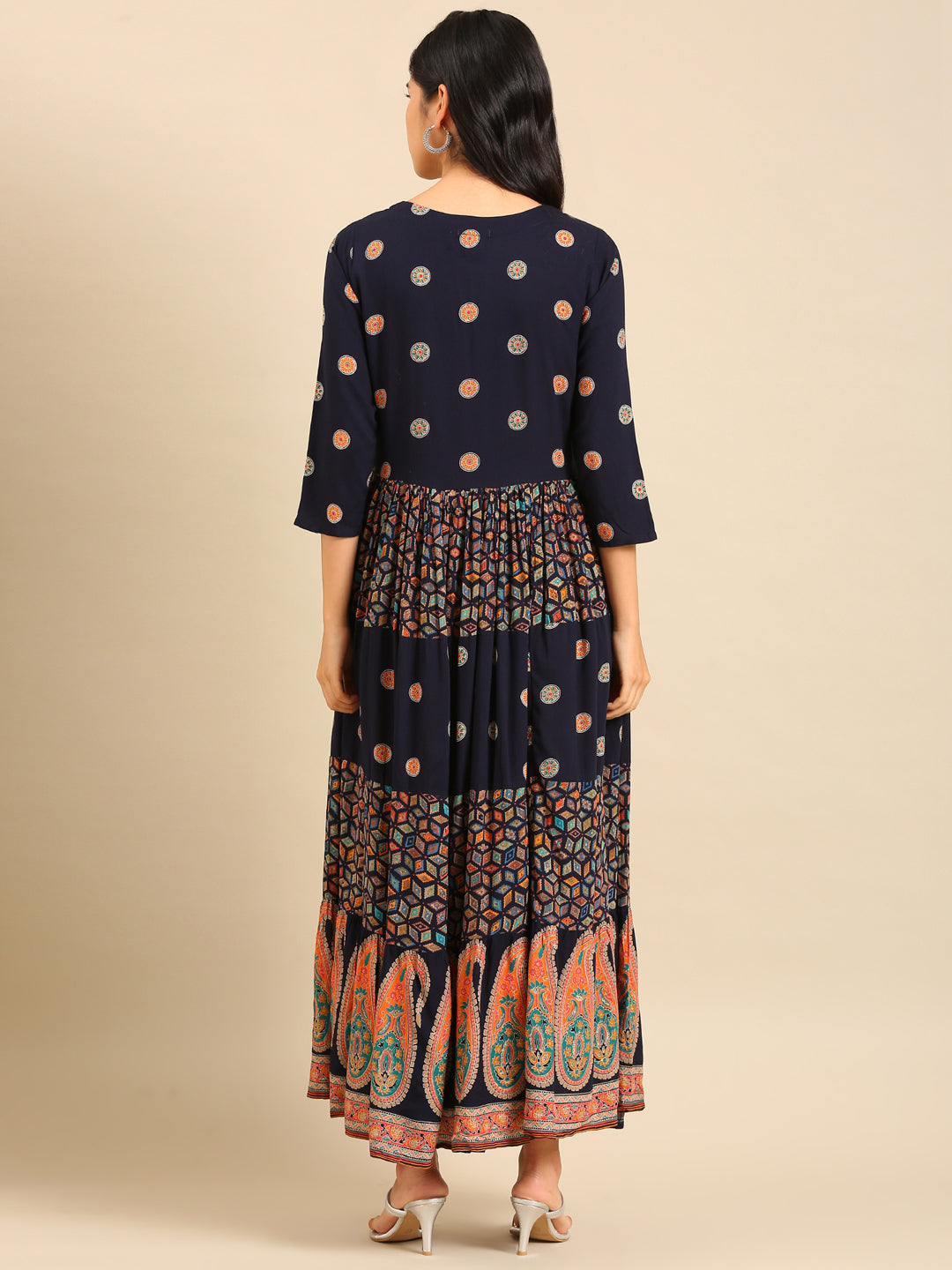 Women's Blue Printed Anarkali Kurta