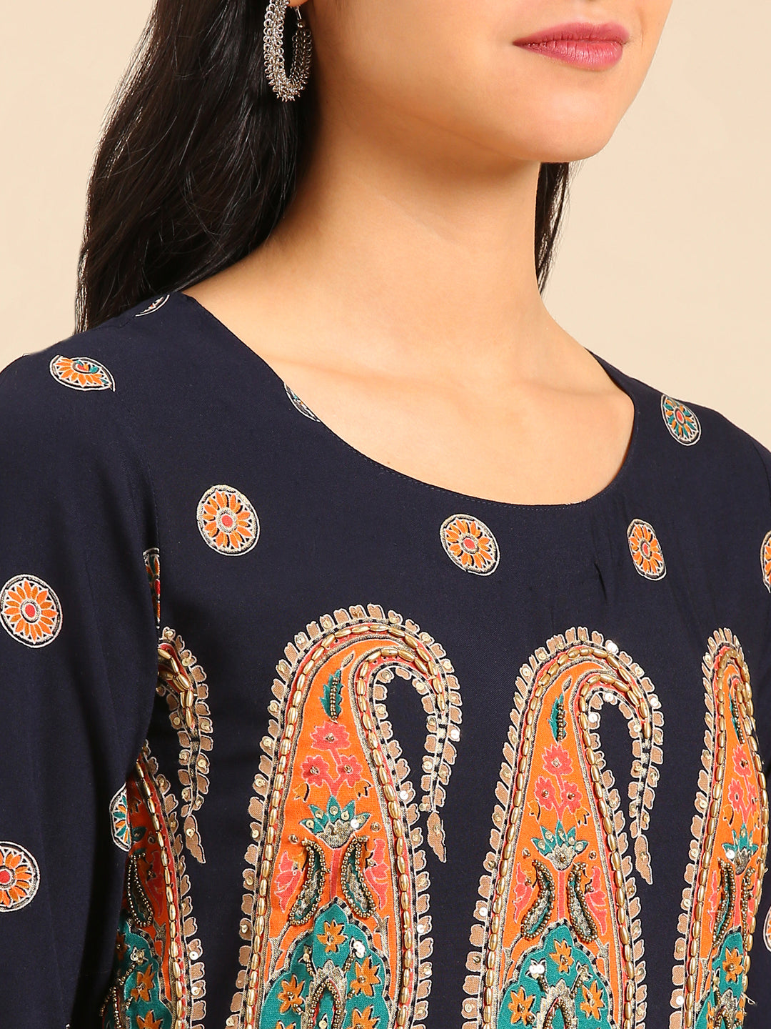 Women's Blue Printed Anarkali Kurta