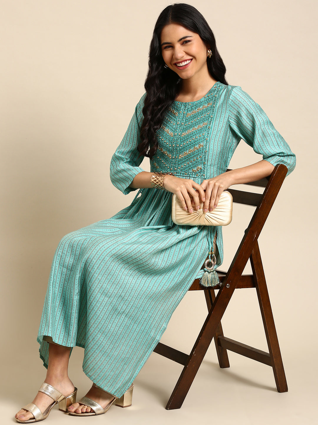 Women's Green Printed Anarkali Kurta