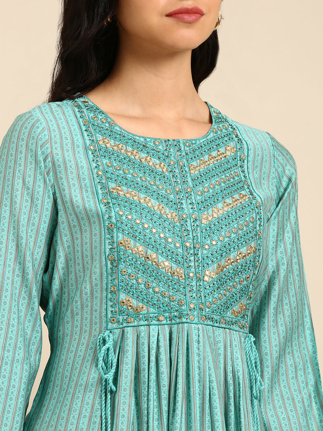 Women's Green Printed Anarkali Kurta