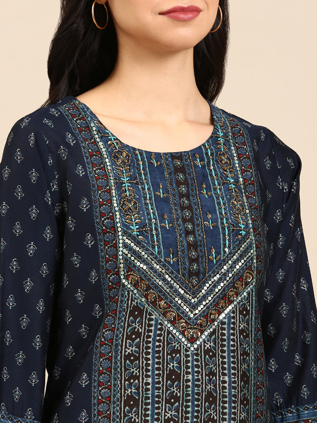 Women's Blue Printed Kurta Set