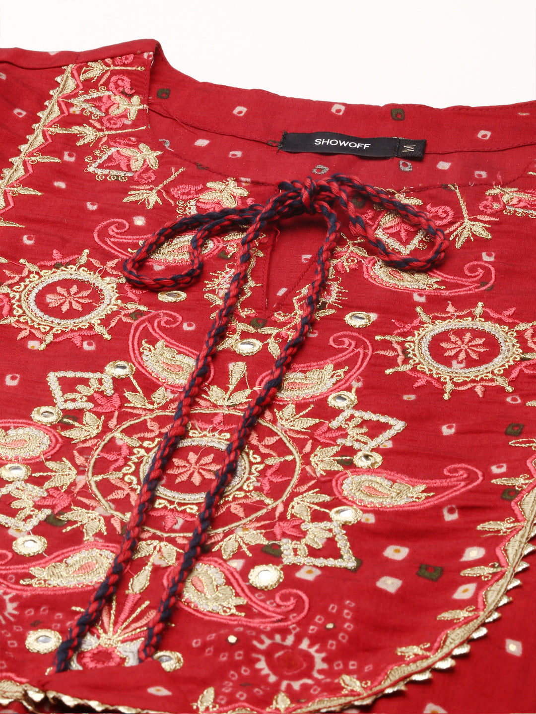 Women's Red Printed Straight Kurta