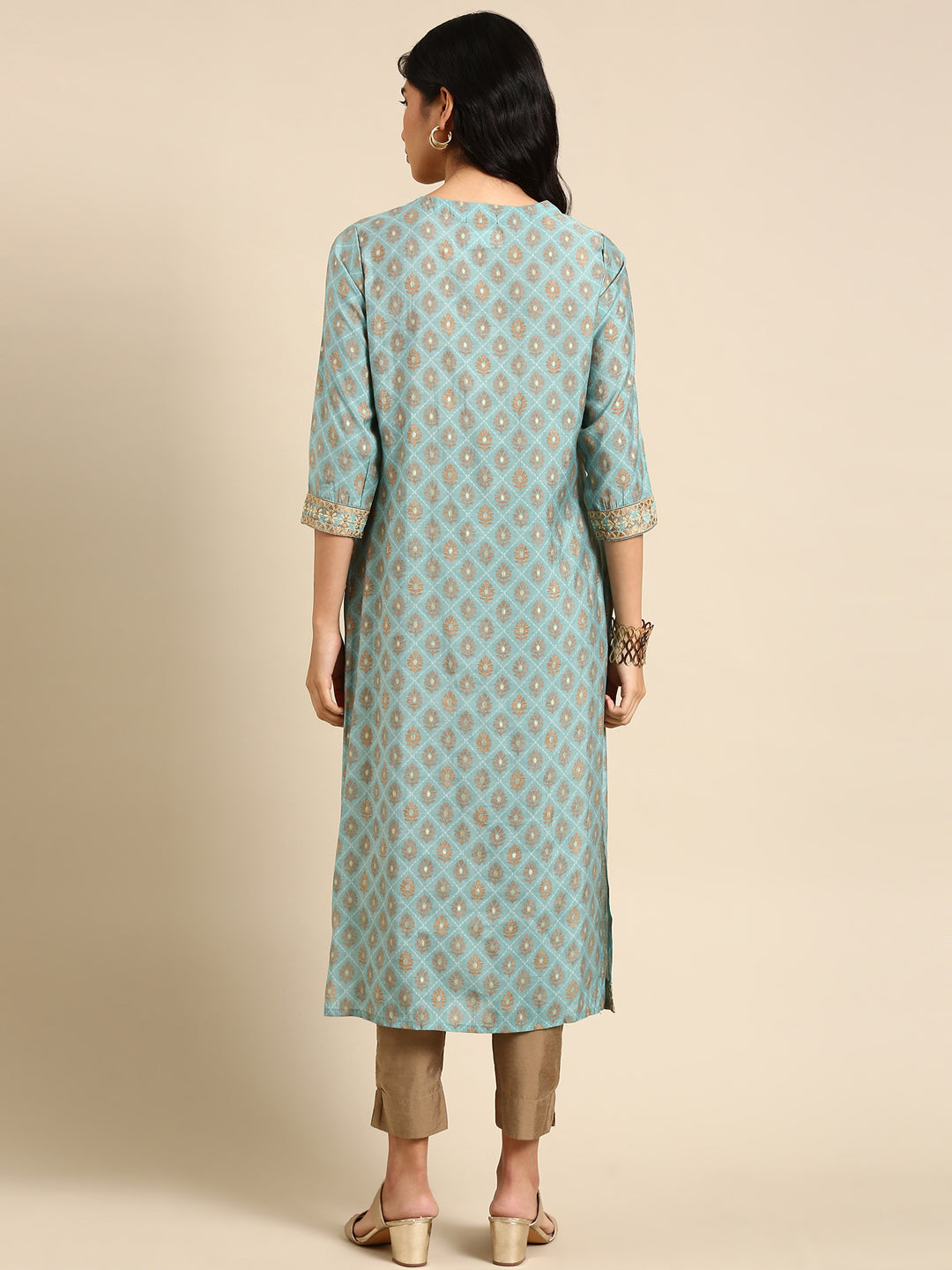 Women's Blue Solid Straight Kurta