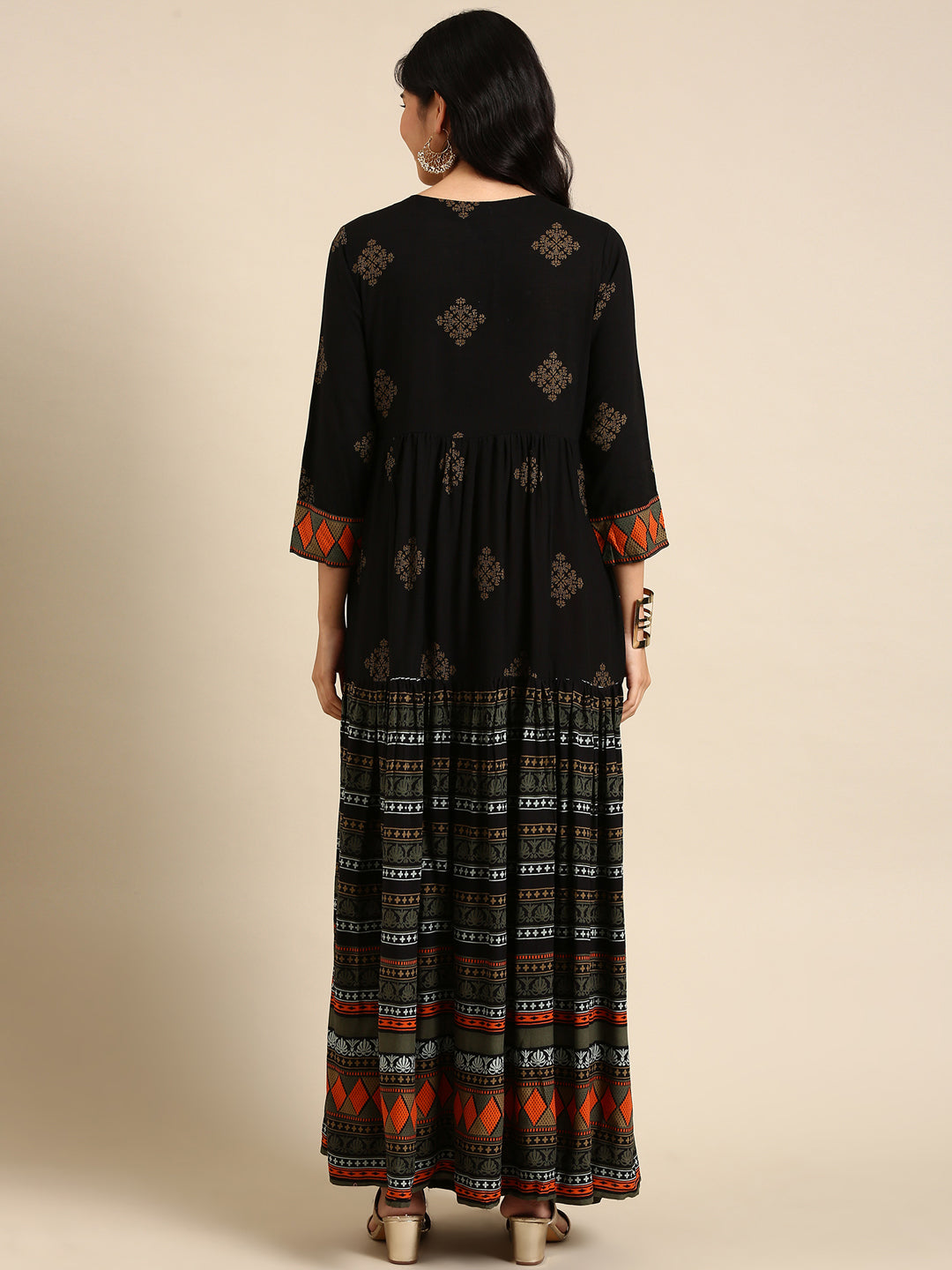 Women's Black Printed Anarkali Kurta