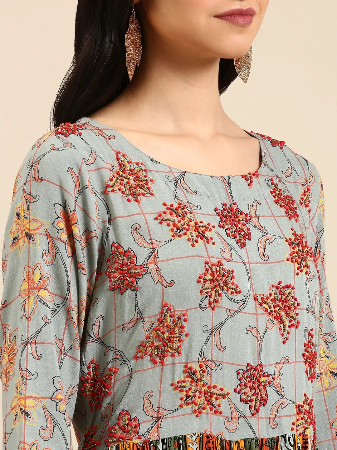 Women's Blue Embellished Anarkali Kurta