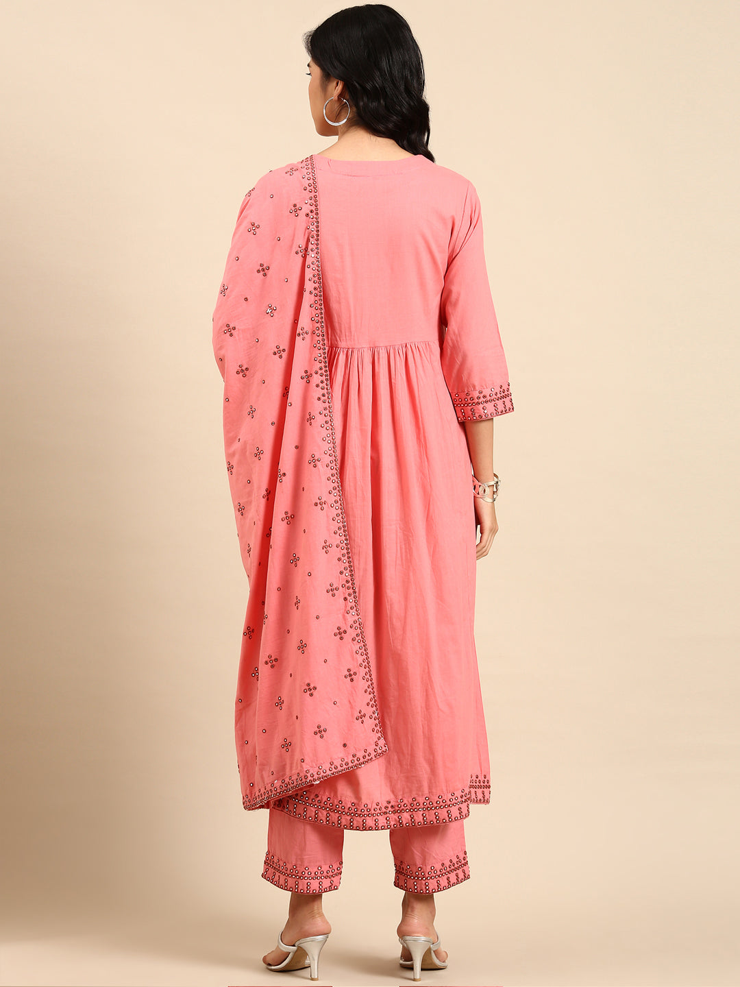 Women's Pink Solid Kurta Set