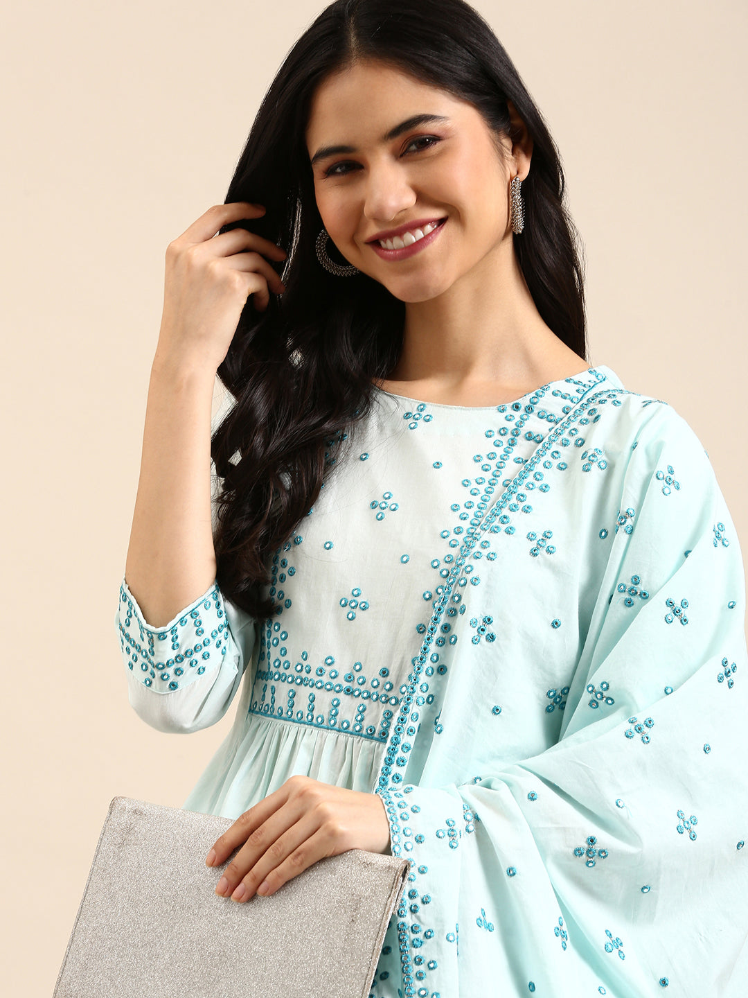 Women's Blue Solid Kurta Set