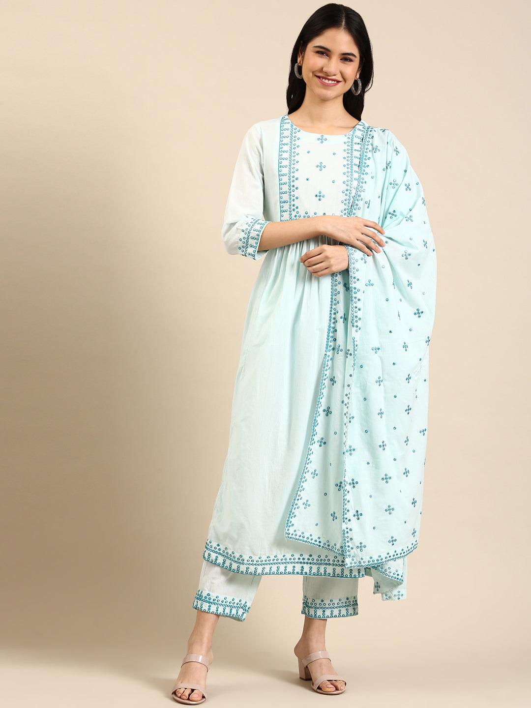 Women's Blue Solid Kurta Set