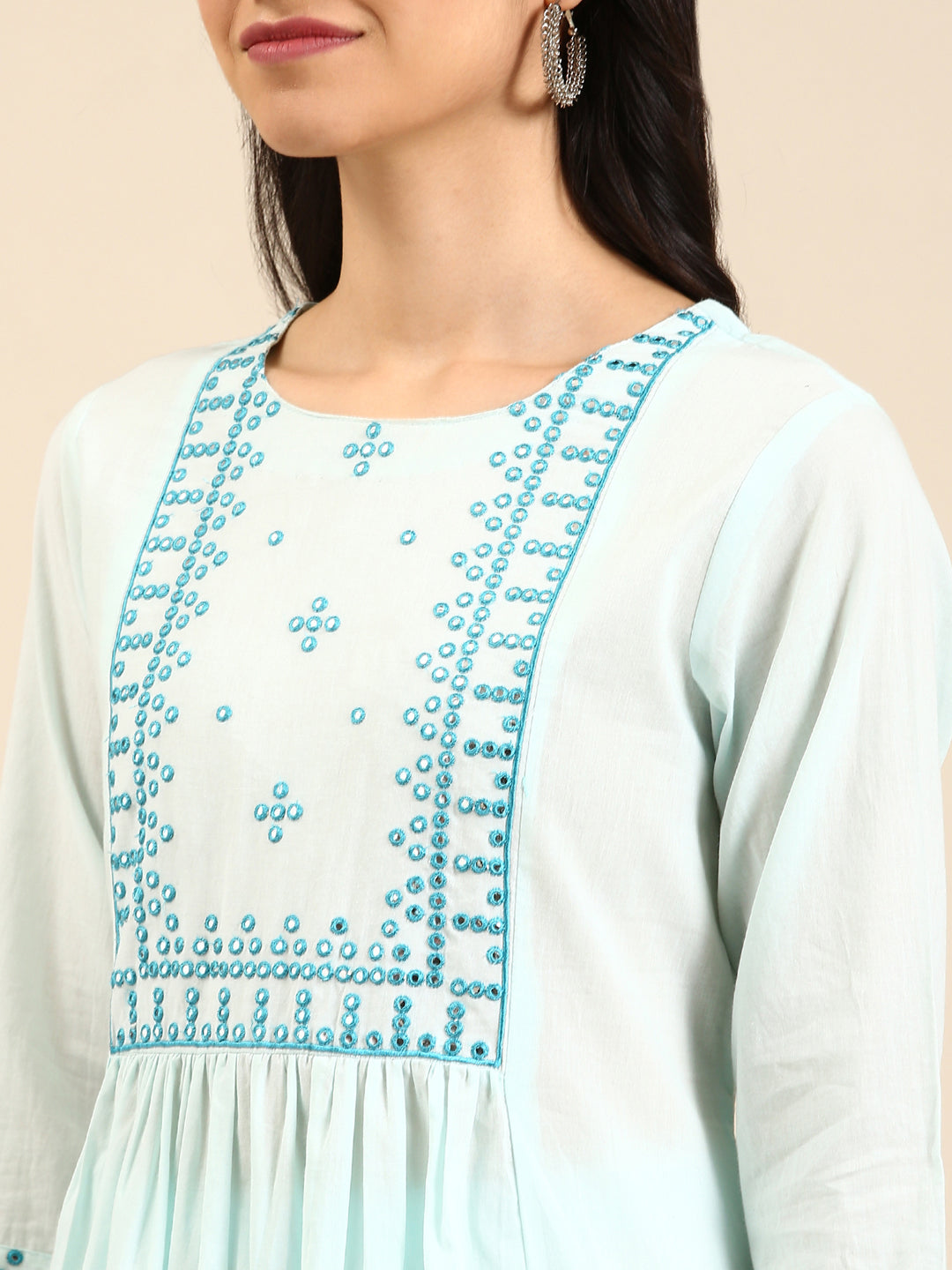 Women's Blue Solid Kurta Set