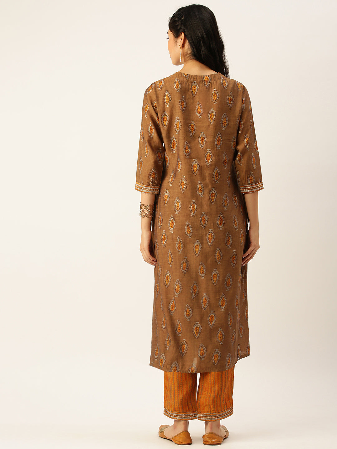 Women's Brown Printed Kurta Sets