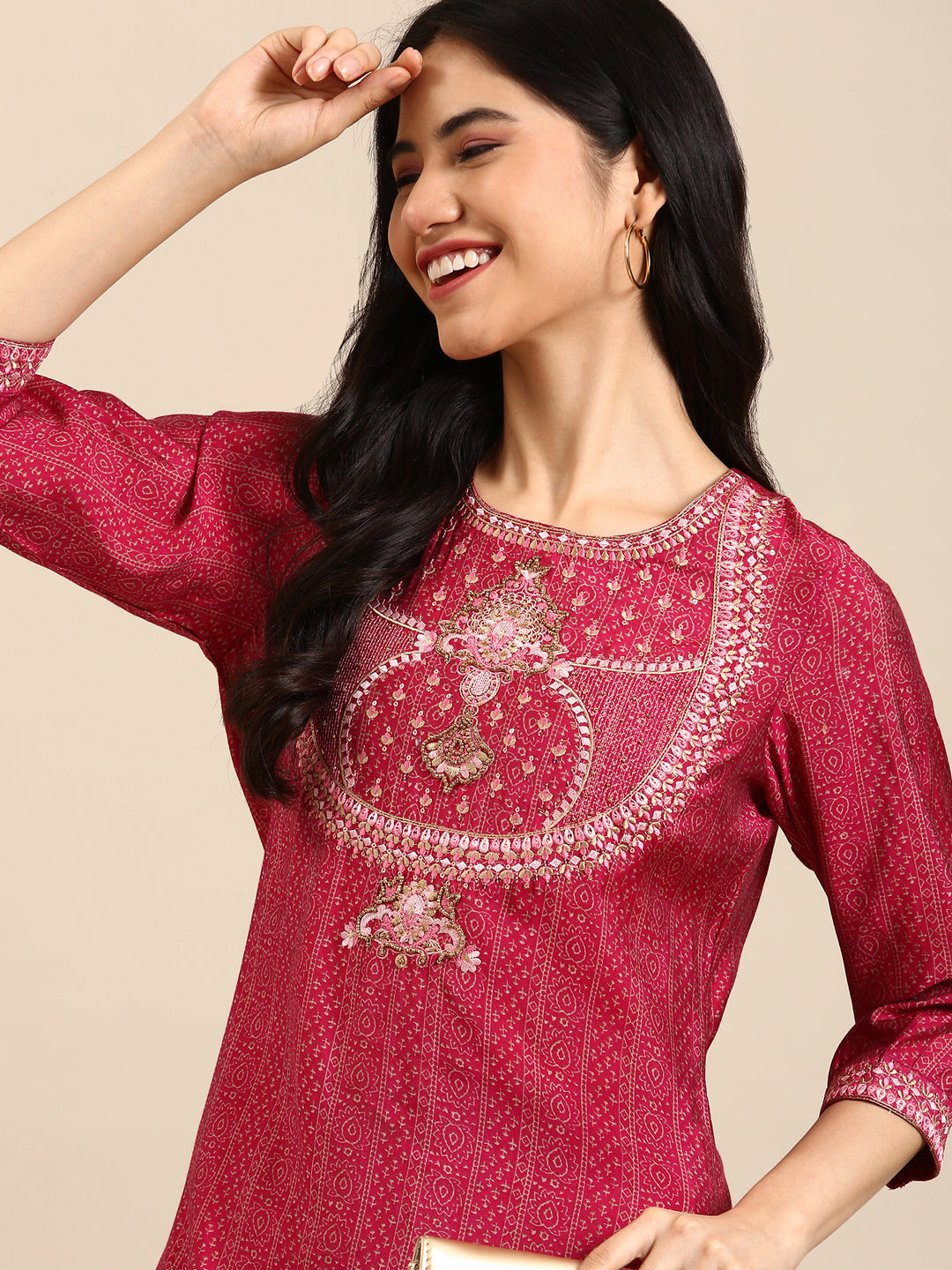 Women's Pink Printed Kurta Set