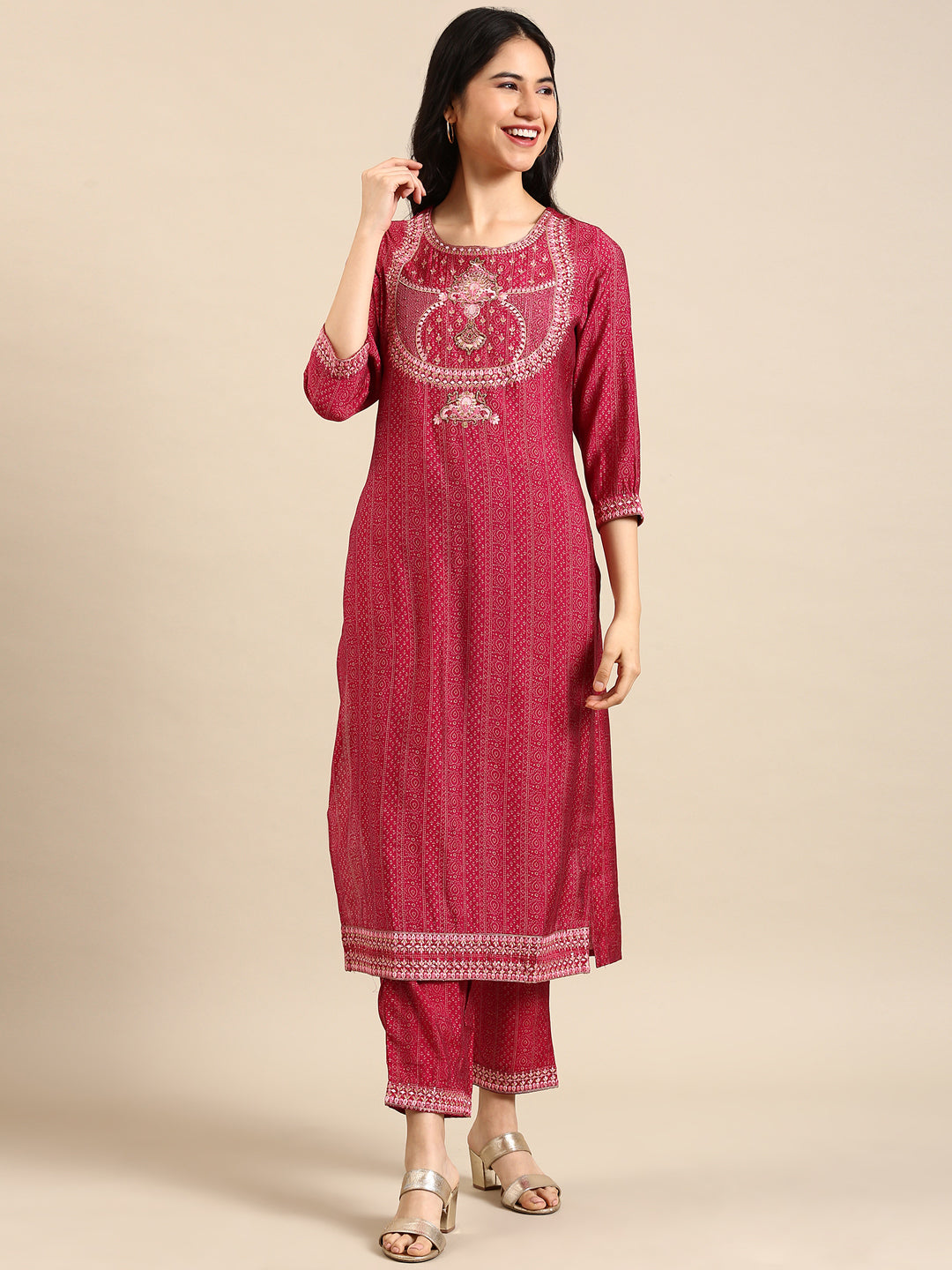 Women's Pink Printed Kurta Set