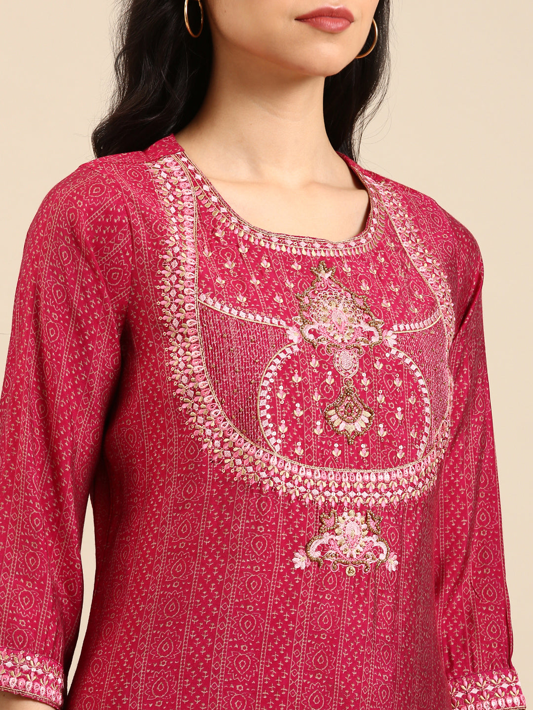 Women's Pink Printed Kurta Set