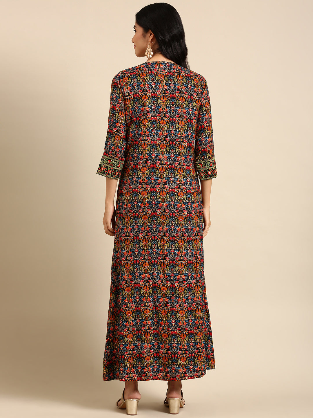 Women's Olive Printed Anarkali Kurta