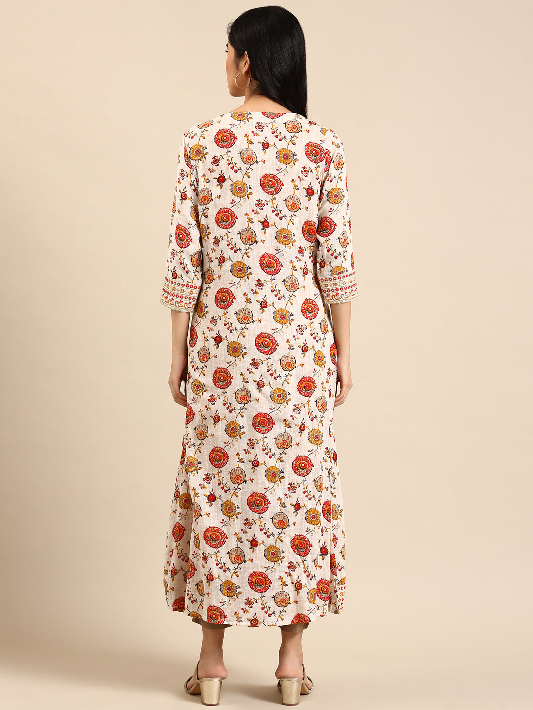 Women's Mustard Printed Straight Kurta