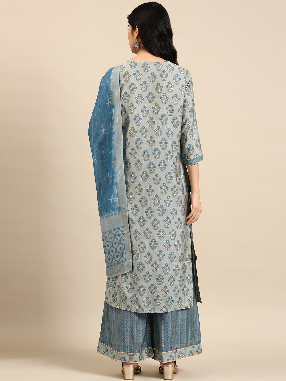 Women's Blue Floral Kurta Set