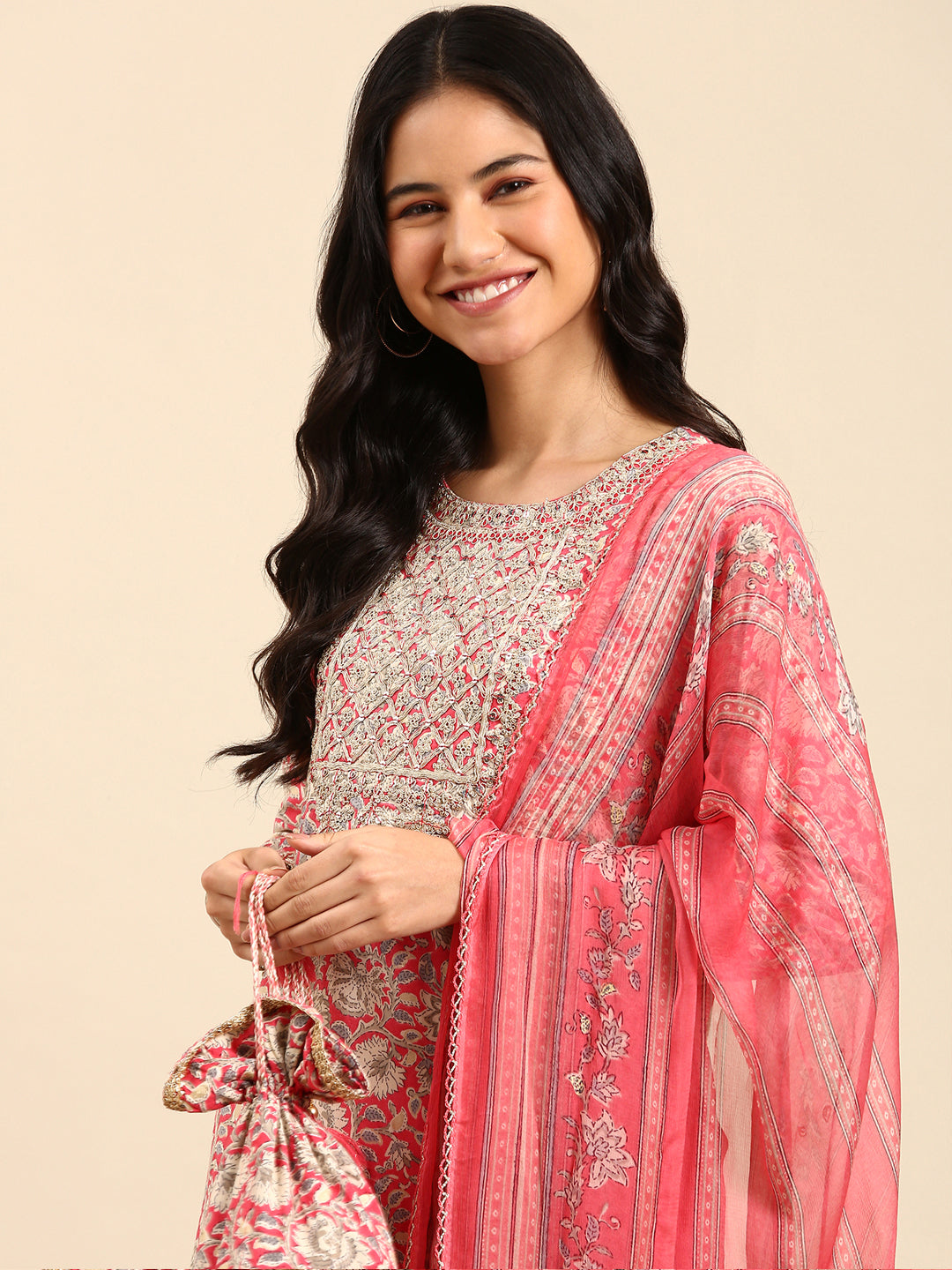 Women's Pink Printed Kurta Set