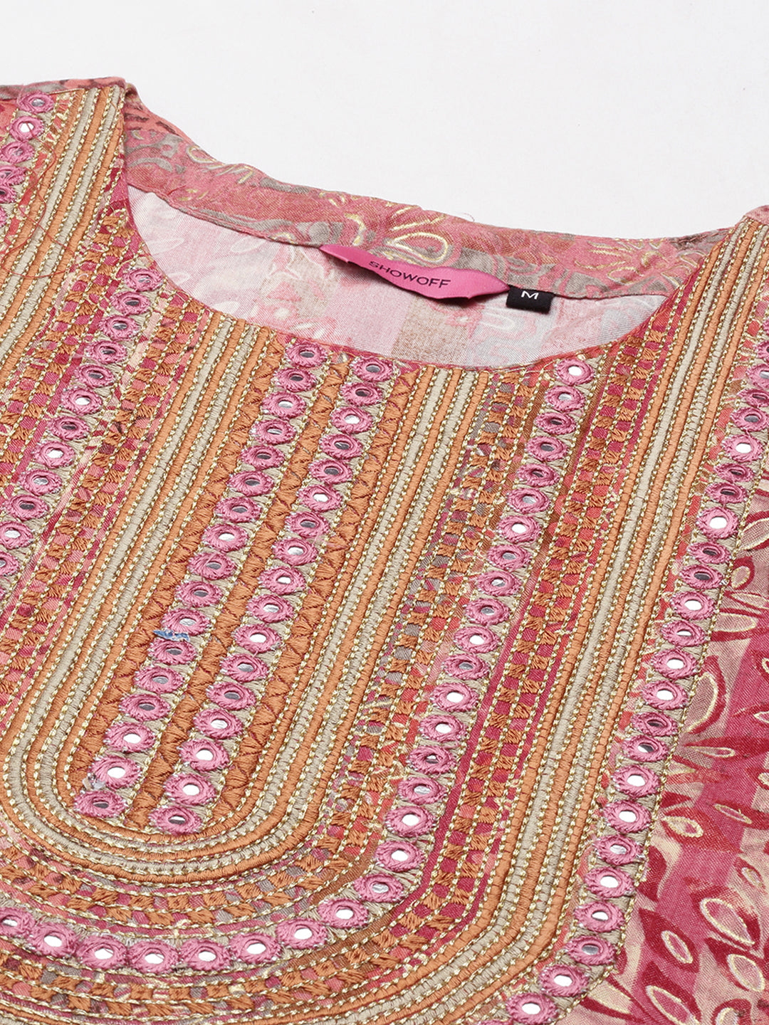 Women's Pink Printed Straight Kurta