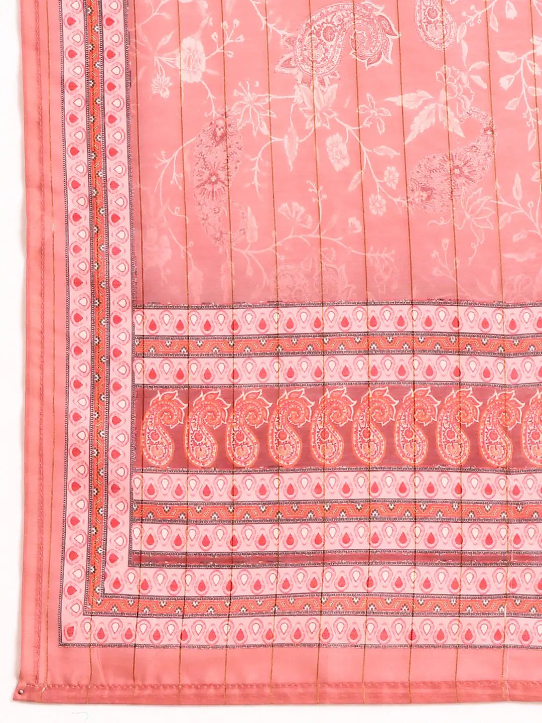 Women's Peach Floral Beads & Stones Kurta Set with Dupatta
