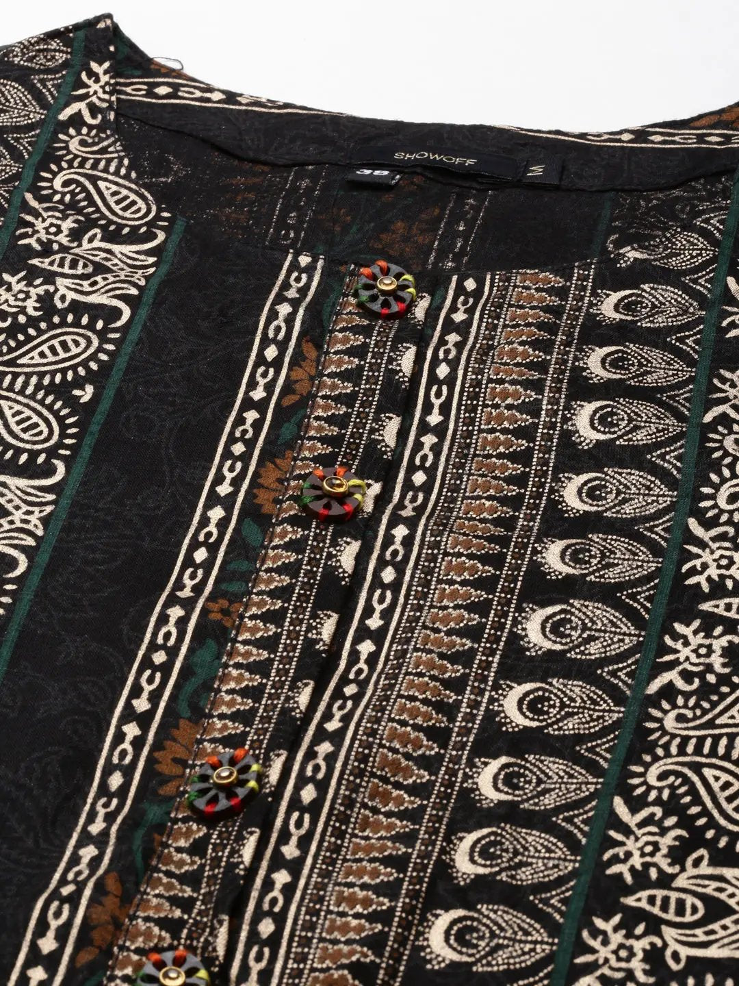 Women's Black Printed Straight Kurta