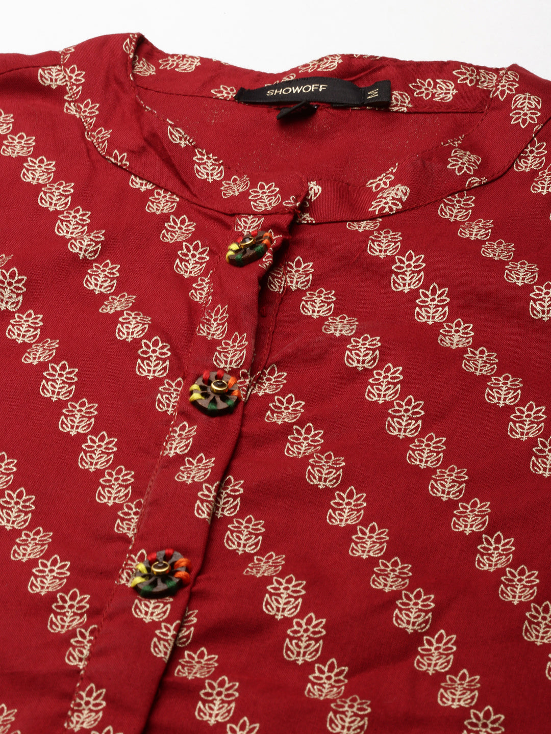 Women's Maroon Printed Straight Kurta