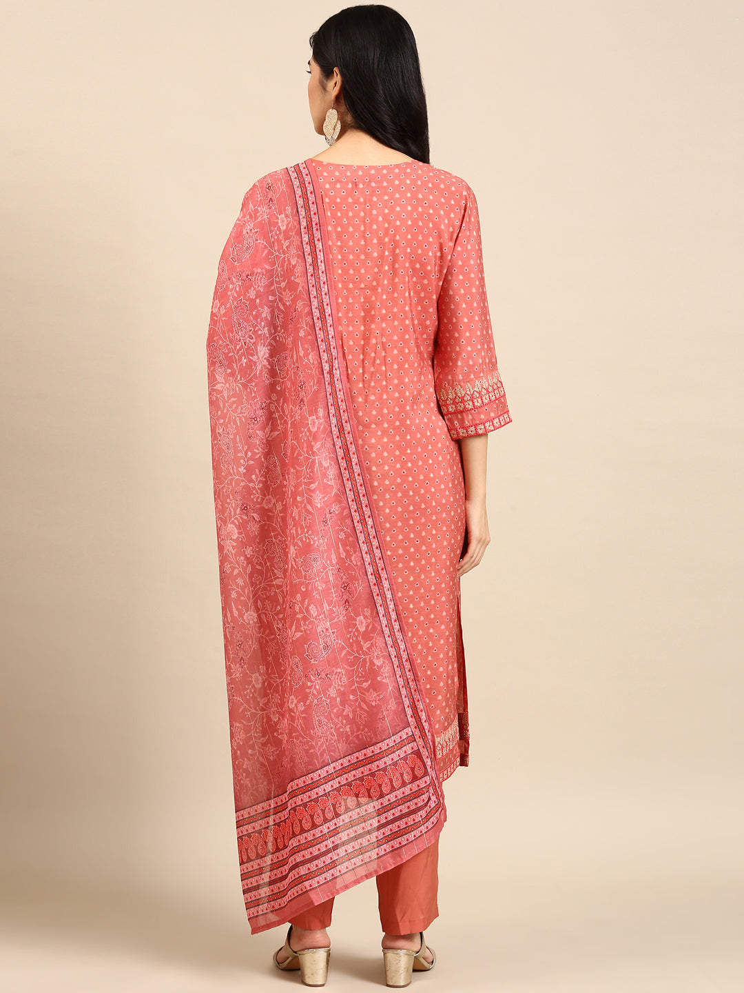 Women's Peach Paisley Kurta Set