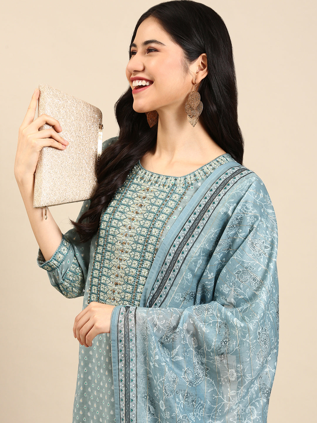 Women's Teal Paisley Kurta Set