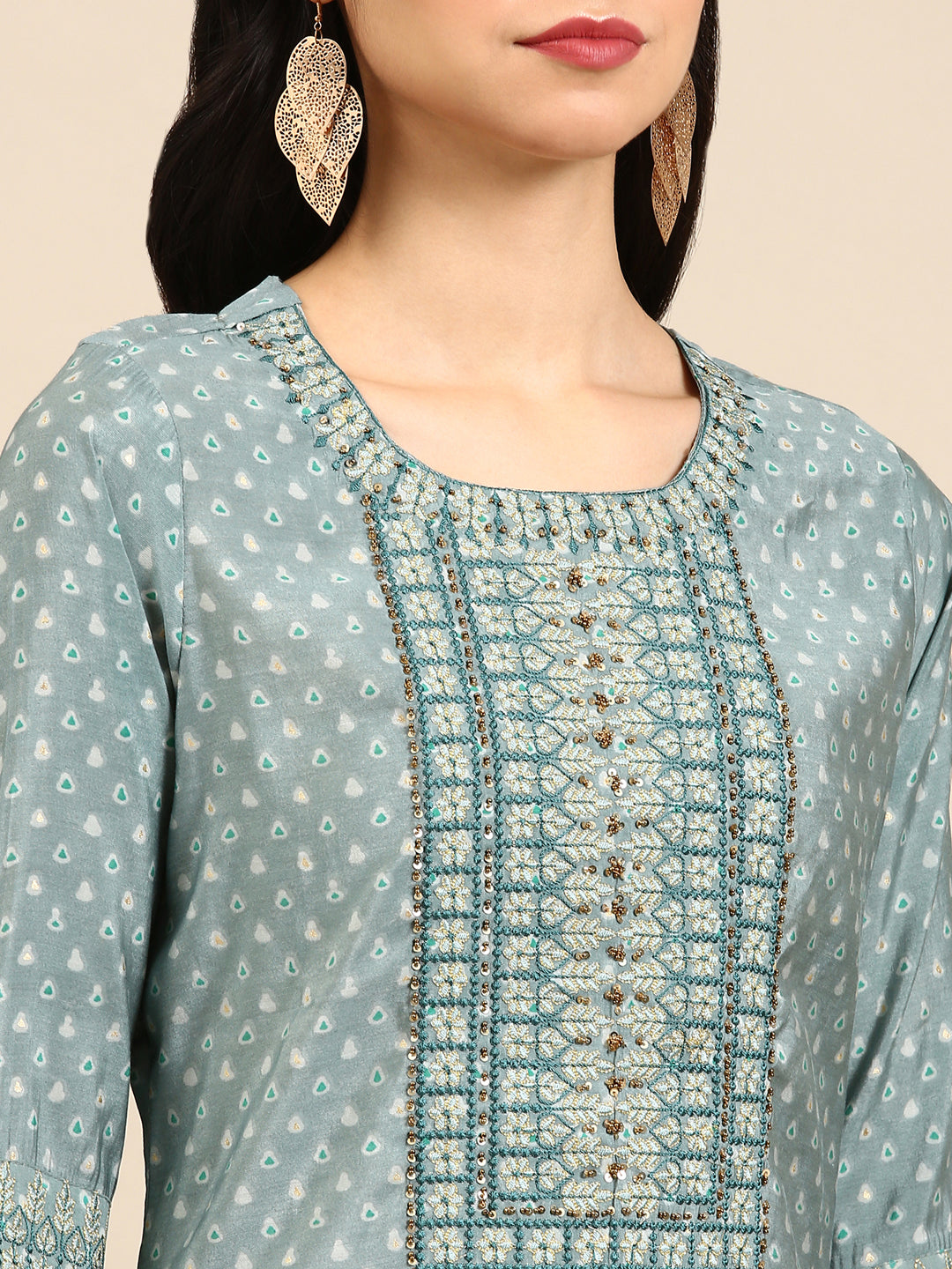 Women's Teal Paisley Kurta Set