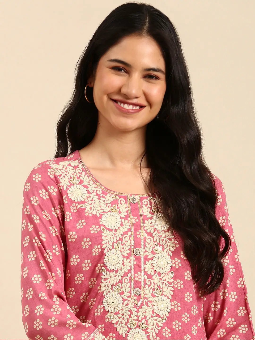 Women's Pink Printed Kurta Set