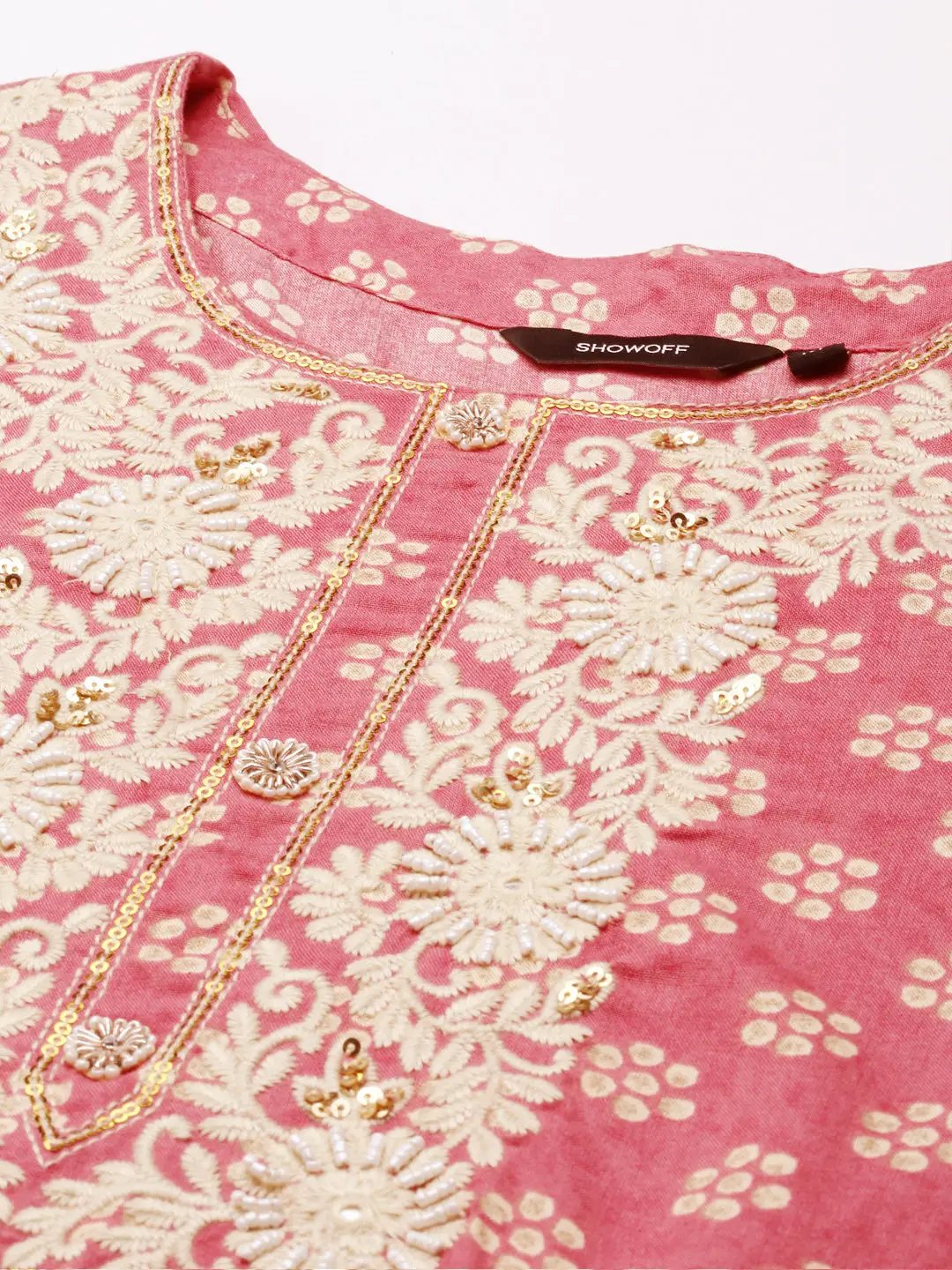 Women's Pink Printed Kurta Set