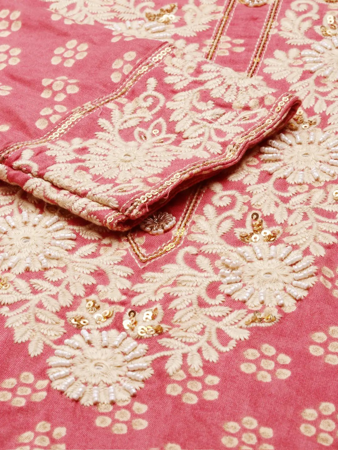 Women's Pink Printed Kurta Set