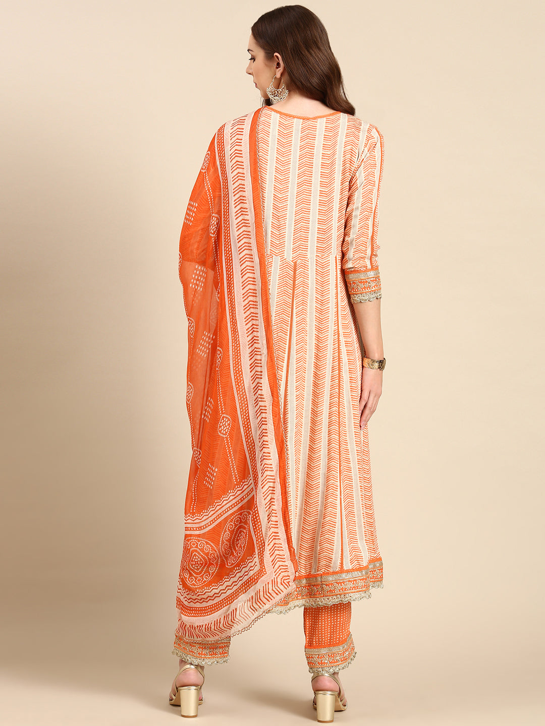 Women's Orange Embroidered Kurta Set