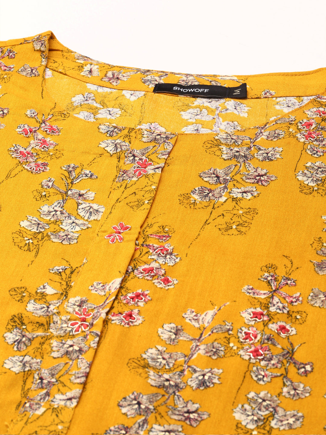 Women's Mustard Printed Straight Kurta