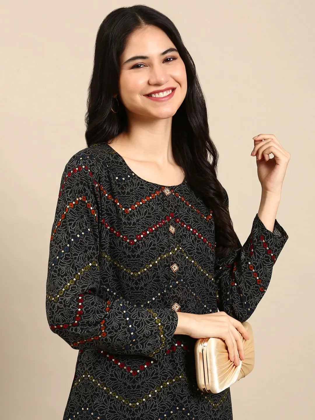 Women's Black Printed Kurta Set