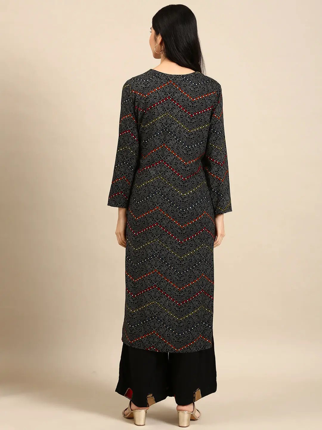 Women's Black Printed Kurta Set
