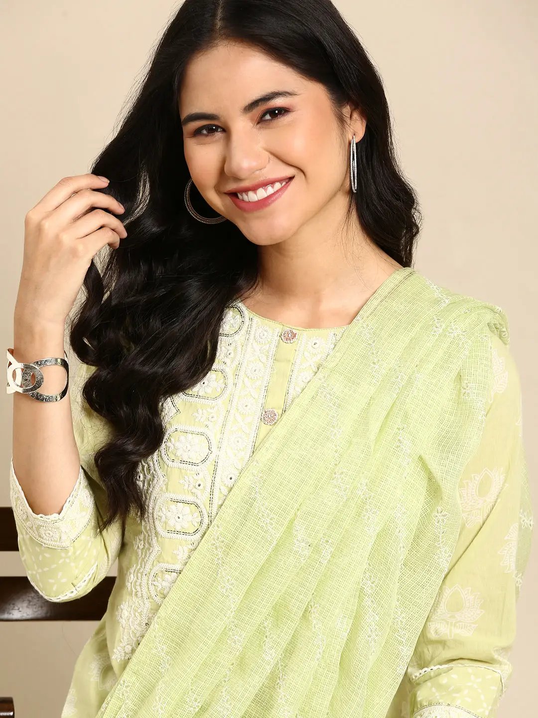 Women's Green Printed Kurta Set