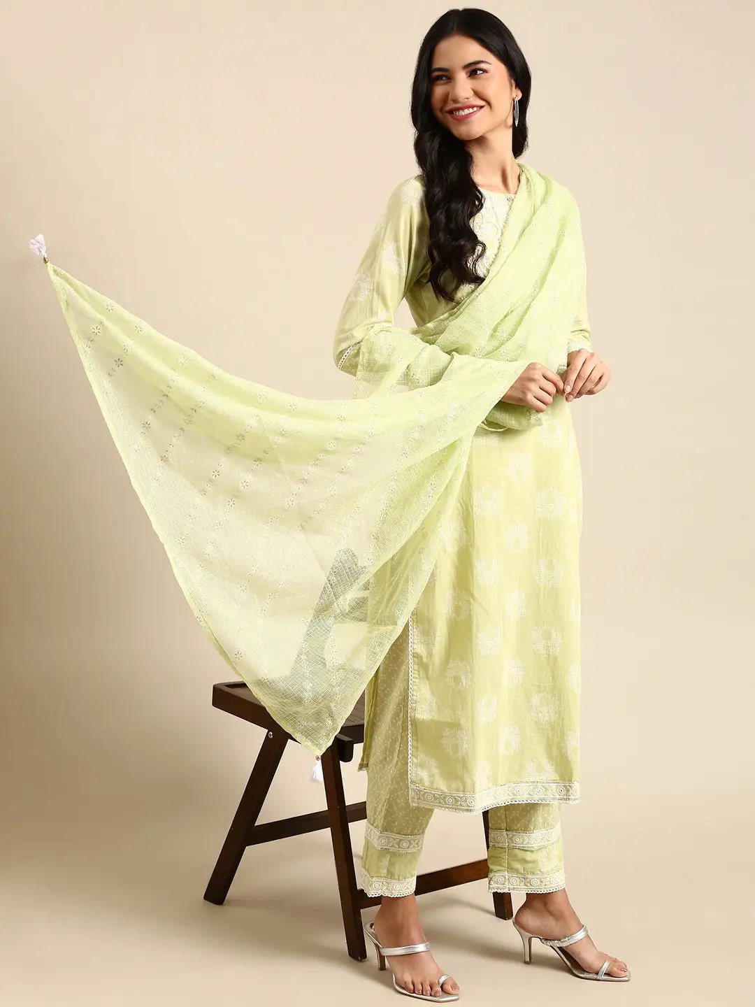 Women's Green Printed Kurta Set