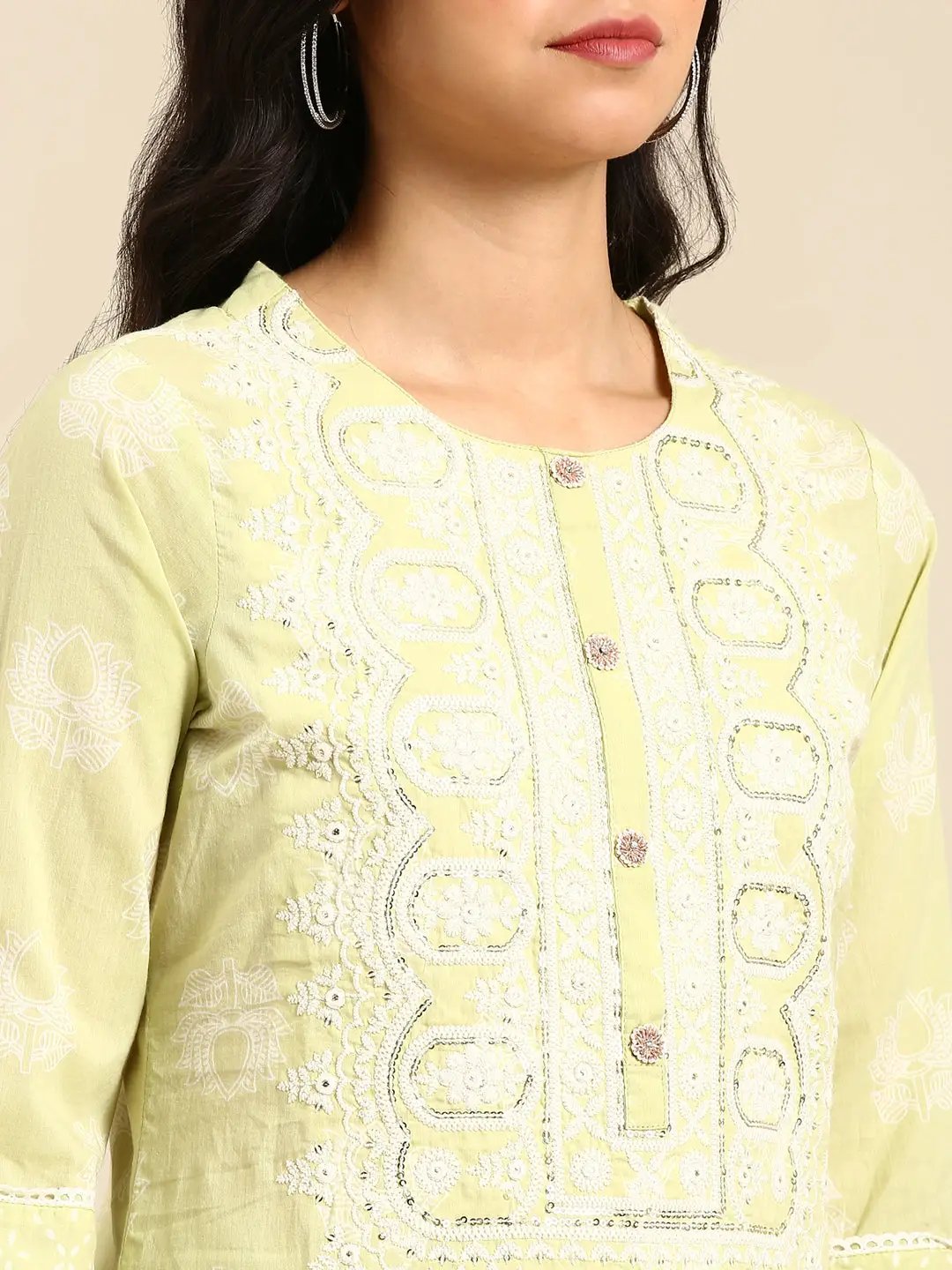 Women's Green Printed Kurta Set