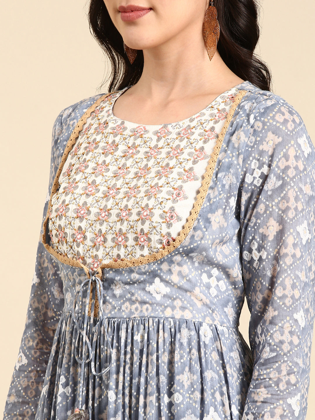 Women's Blue Printed Anarkali Kurta