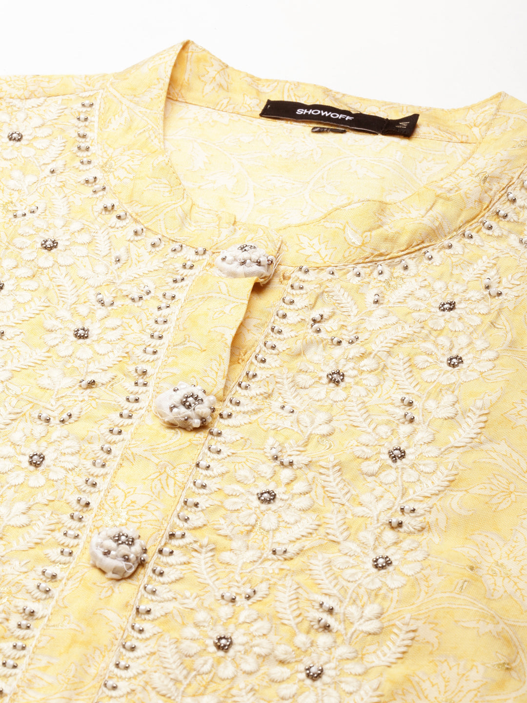 Women's Yellow Embroidered Straight Kurta