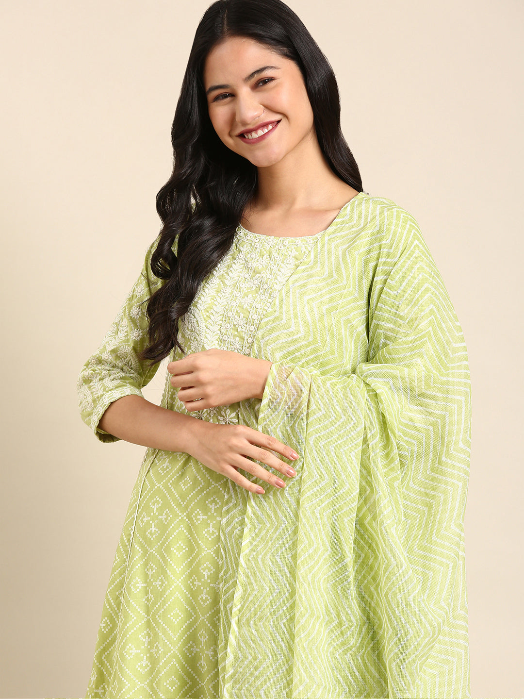 Women's Green Printed Kurta Set