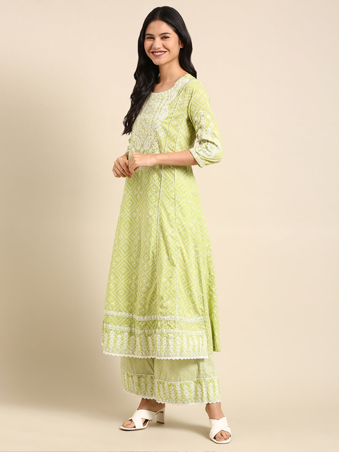 Women's Green Printed Kurta Set