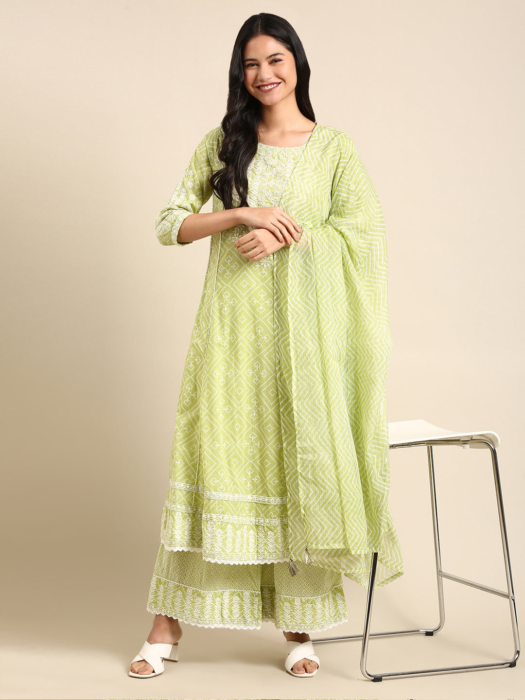 Women's Green Printed Kurta Set