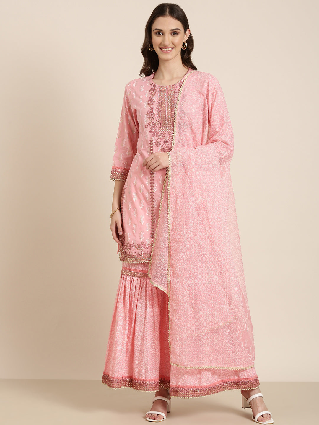 Women Pink Paisley Kurta Set