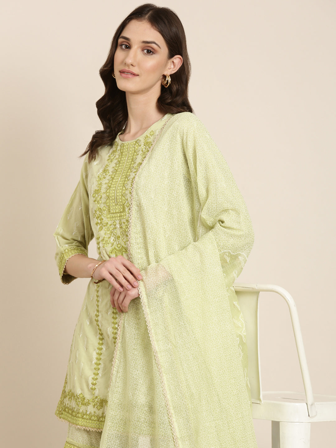 Women Green Paisley Kurta Set