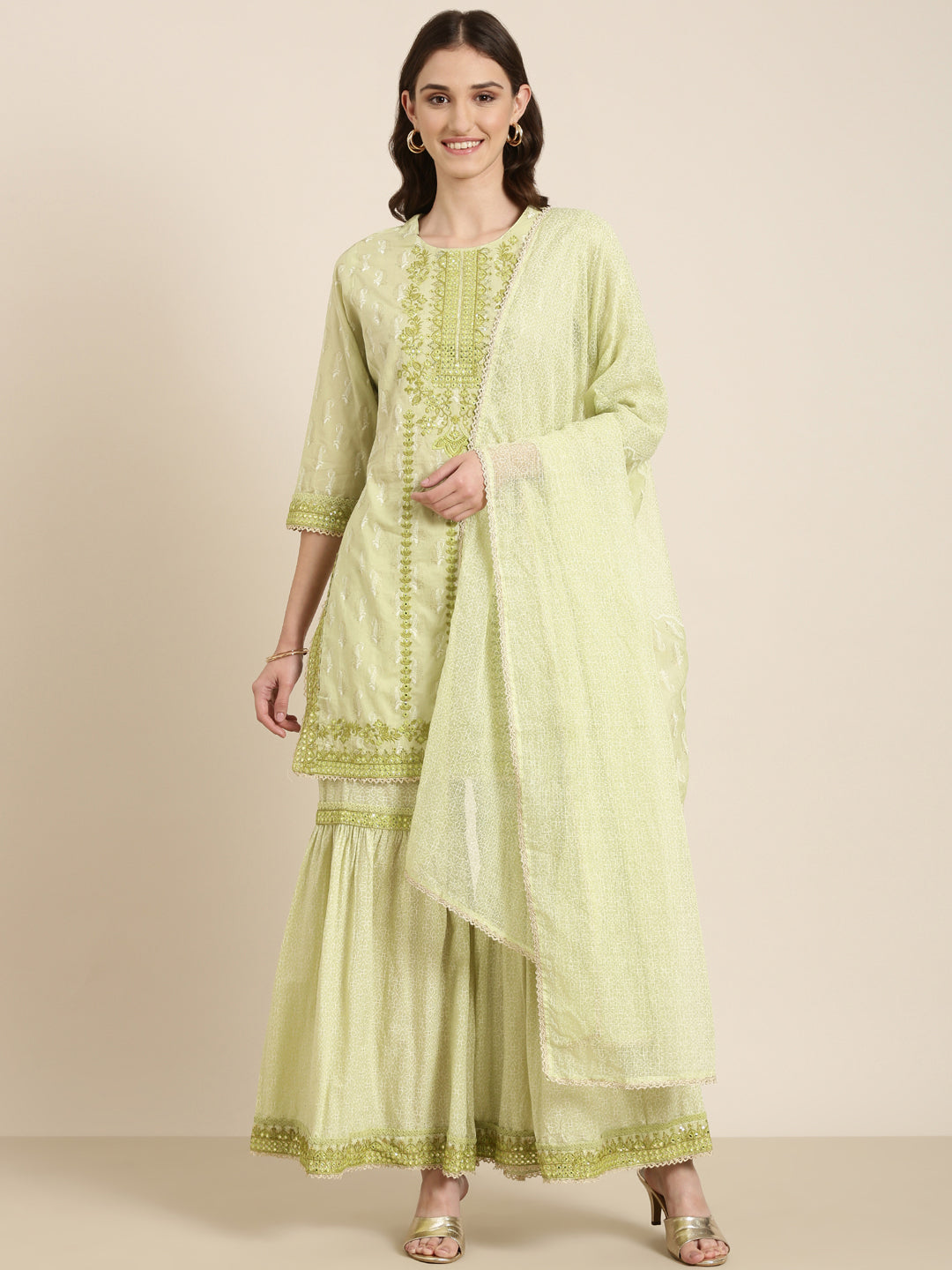 Women Green Paisley Kurta Set