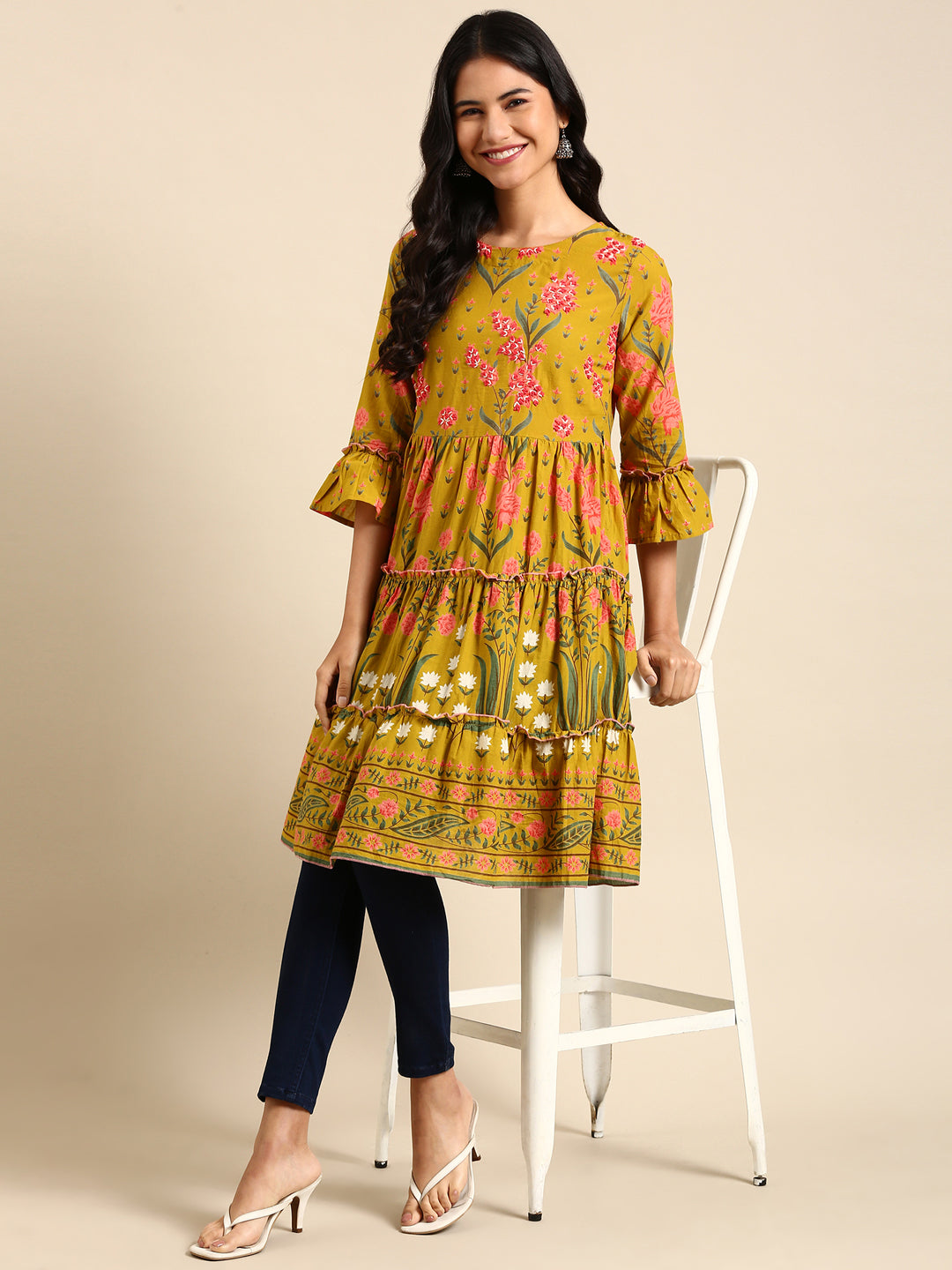 Women's Green Printed Anarkali Kurta